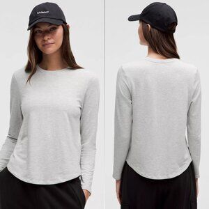 NWT Lululemon Love Modal Fleece Long Sleeve Shirt size 6 Heathered Light Grey